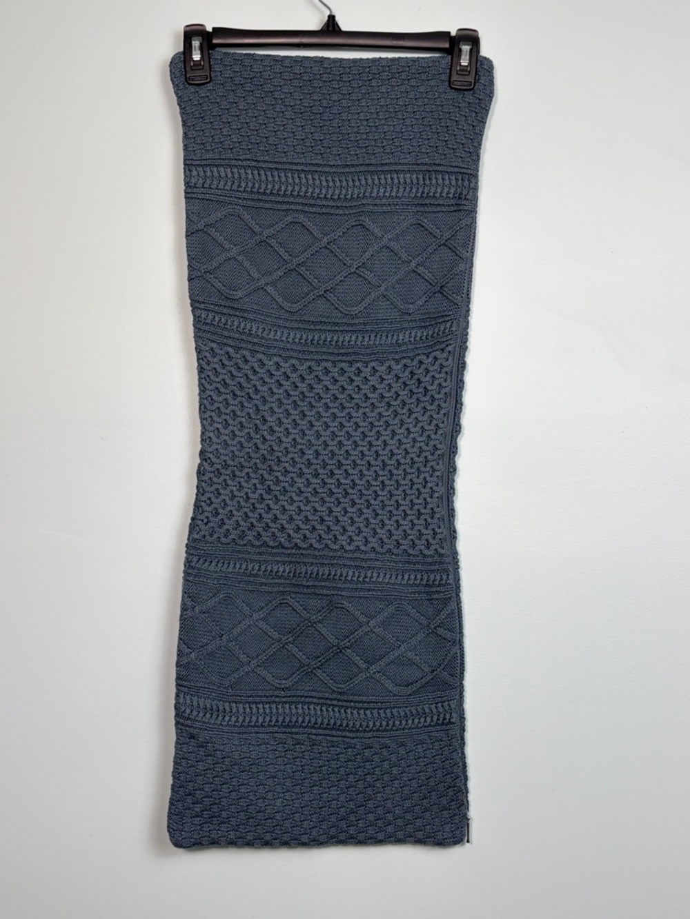 Boll & Branch Cable Knit Organic Cotton Slate Blue Lumbar Pillow Case 31.5”x12”